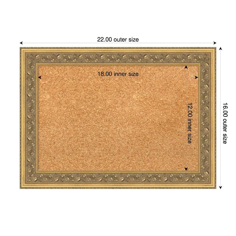 Carter Dark Gold Wood Framed Cork Board - Bulletin Board, Organization Board, Pin Board - Natural - 22 x 16 in
