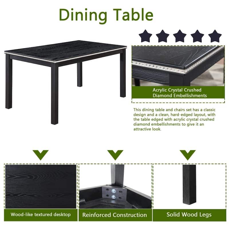 6-Piece Solid Wood Dining Table Set