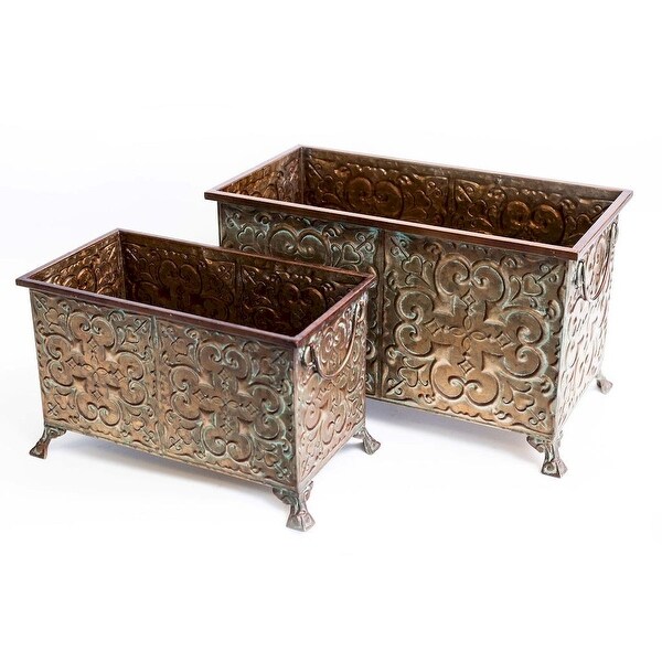 Bronze Colored Footed Metal Planters (Set Of 2)