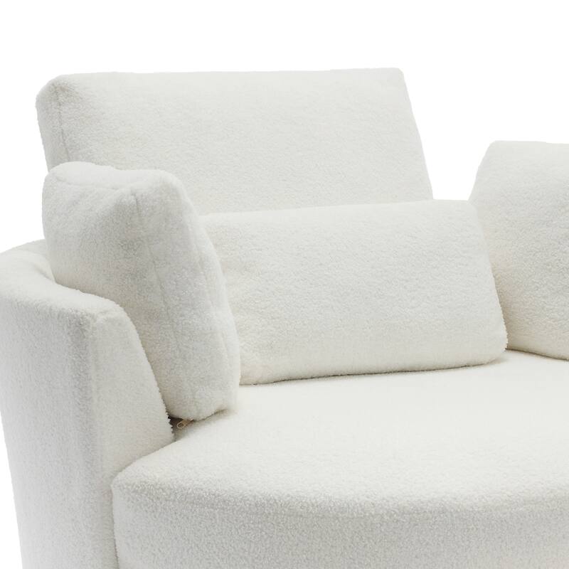 Modern Swivel Barrel Chair, Upholstered Swivel Accent Chair for Living Room