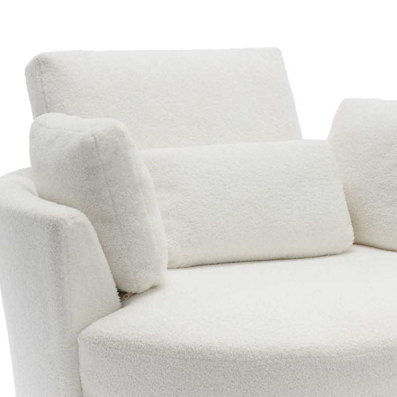Upholstered Barrel Swivel Chairs with Moon Ottoman (Set of 2)