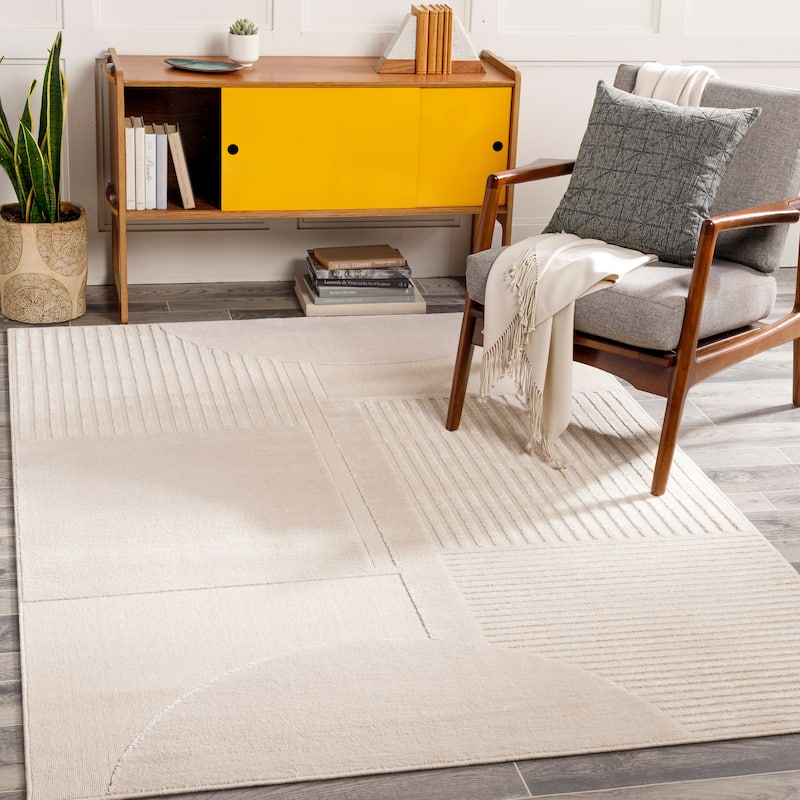 Livabliss Wimbledon Modern Geometric Rug - 3'11" x 5'7" - Cream