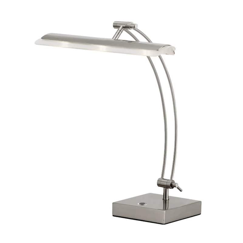 HomeRoots 19" Silver Metal Bankers Lamp - 15.00 in. x 19.00 in. x 19.00 in.