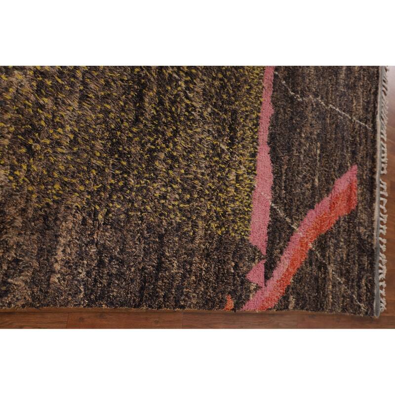 Abstract Moroccan Oriental Area Rug Hand-Knotted Wool Carpet - 6'6" x 10'8"