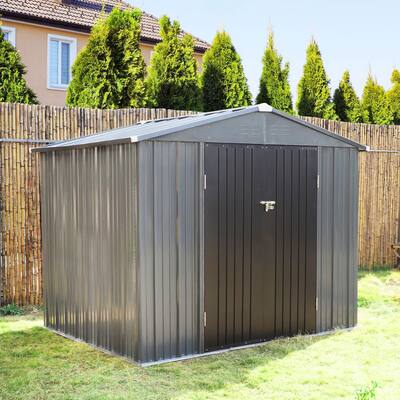 VEIKOUS Outdoor Storage Shed with Lockable Door, Air Vents and Steel Construction for Garden