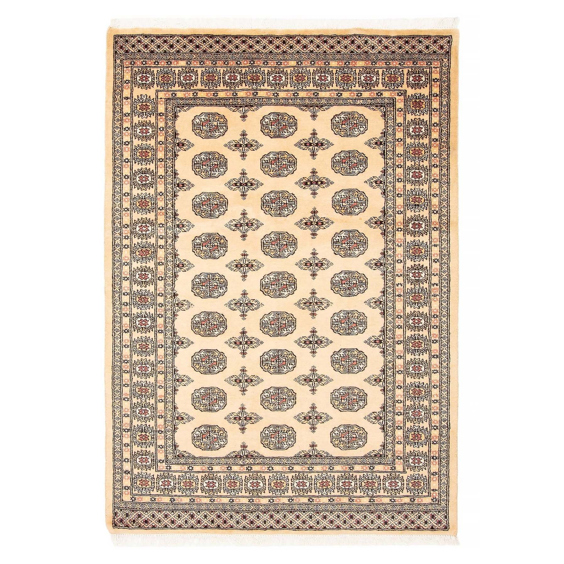 ECARPETGALLERY Hand-knotted Peshawar Bokhara Beige Wool Rug - 4'8 x 6'8