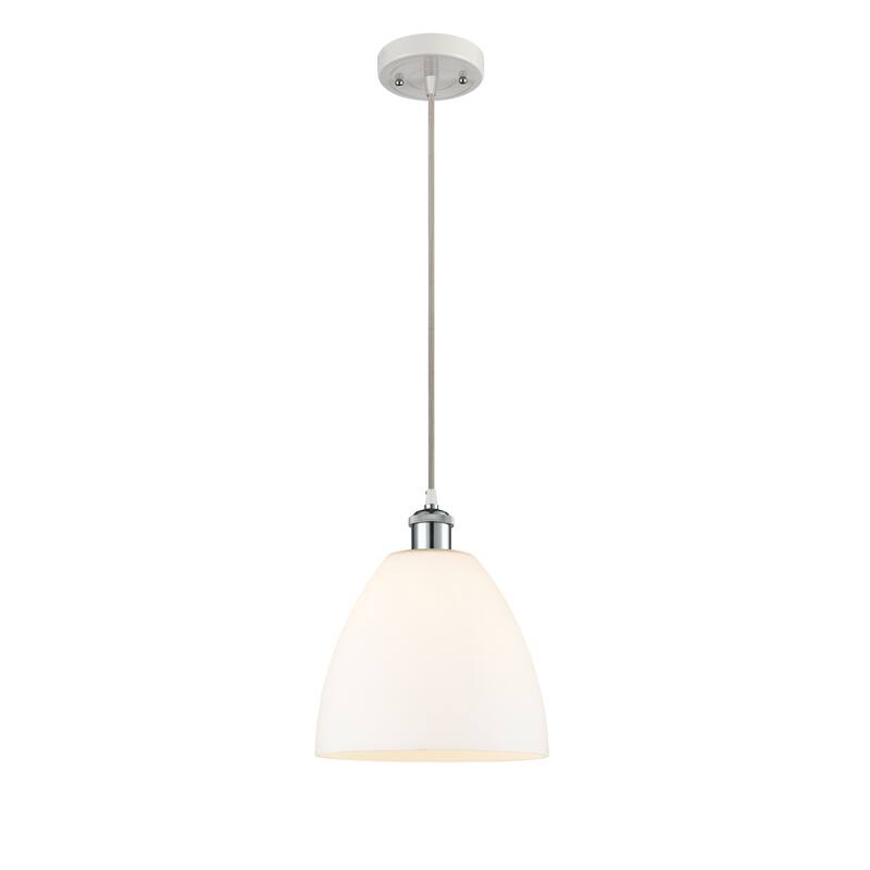 Innovations Lighting Ballston Bristol Glass 1 Light 9" Cord Hung Mini Pendant - Matte White/White and Polished Chrome