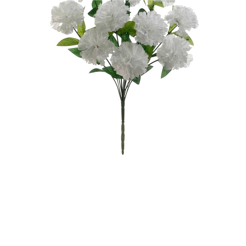Carnation Artificial Floral Bush Spray - 18" - White