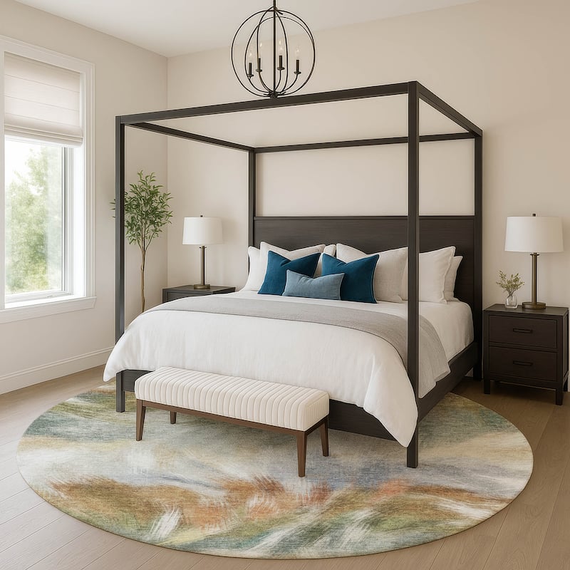 Premium Washable Super Soft Contemporary Blur Mayfield Rug - Beige - 8' x 8'