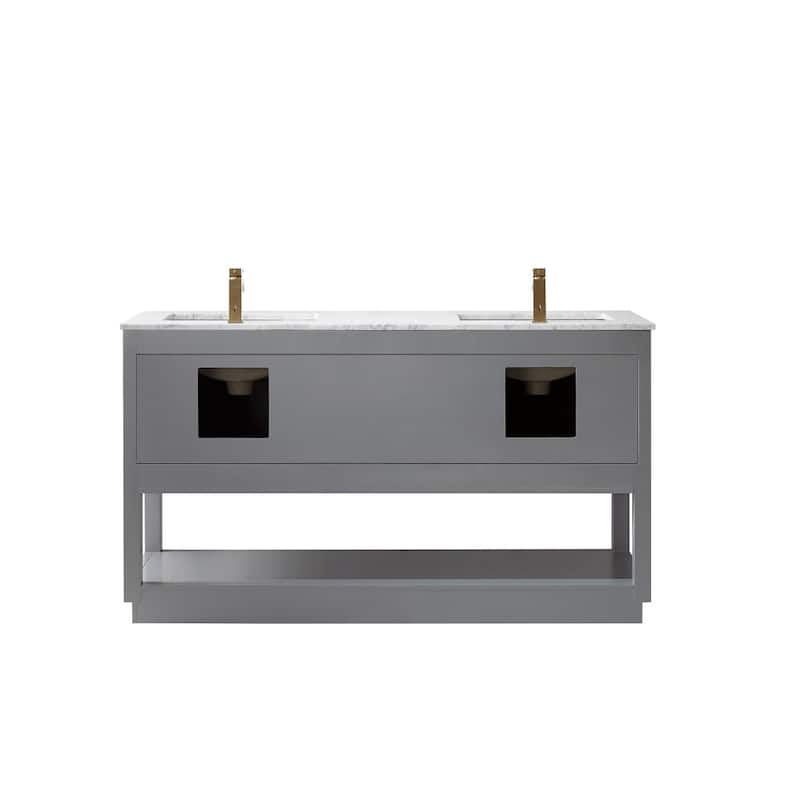 Altair Remi Double Bathroom Vanity Set Carrara White Marble Top