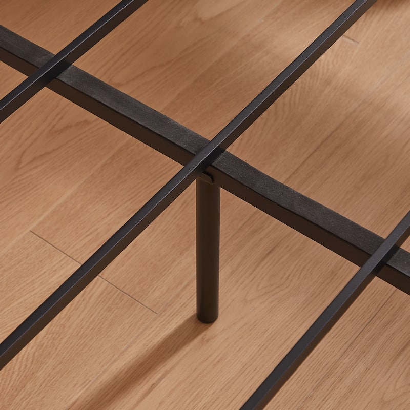 Full XL Bed Frame with Storage Headboard, Charging Station, Wavy Design, Silent Operation, Metal Support, Natural