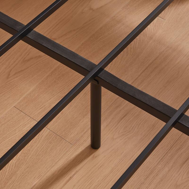 Queen Size Bed Frame with Storage Headboard, Charging Station, Wavy Design, Silent, Metal Support, Natural