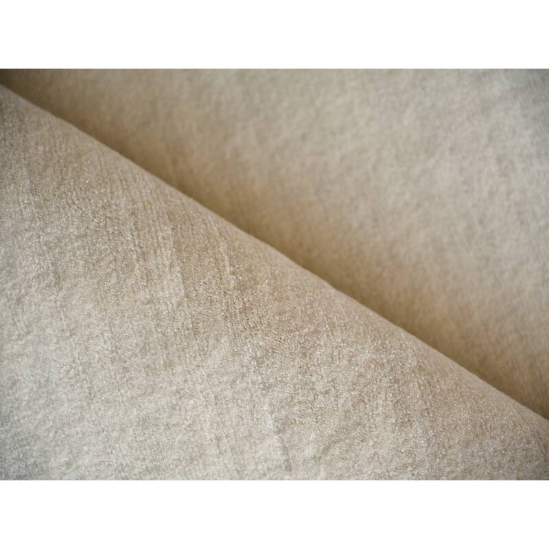 Velutto Modern Handmade Silky Nylon in Light Beige Area Rug