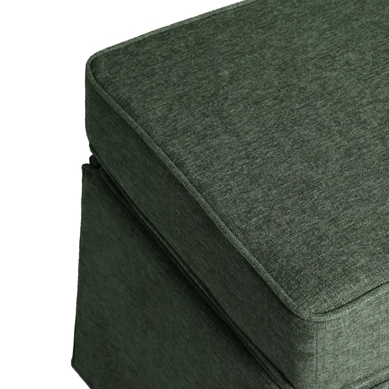 2 Set Rectangle Chenille Upholstered Storage Ottoman