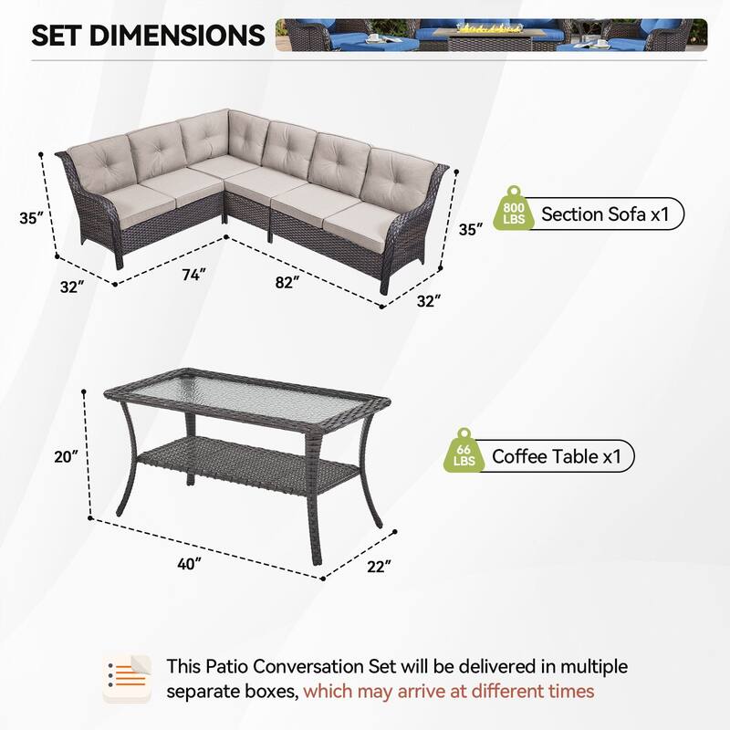 Outdoor Conversation Sets 2 Sectional Sofa Furniture