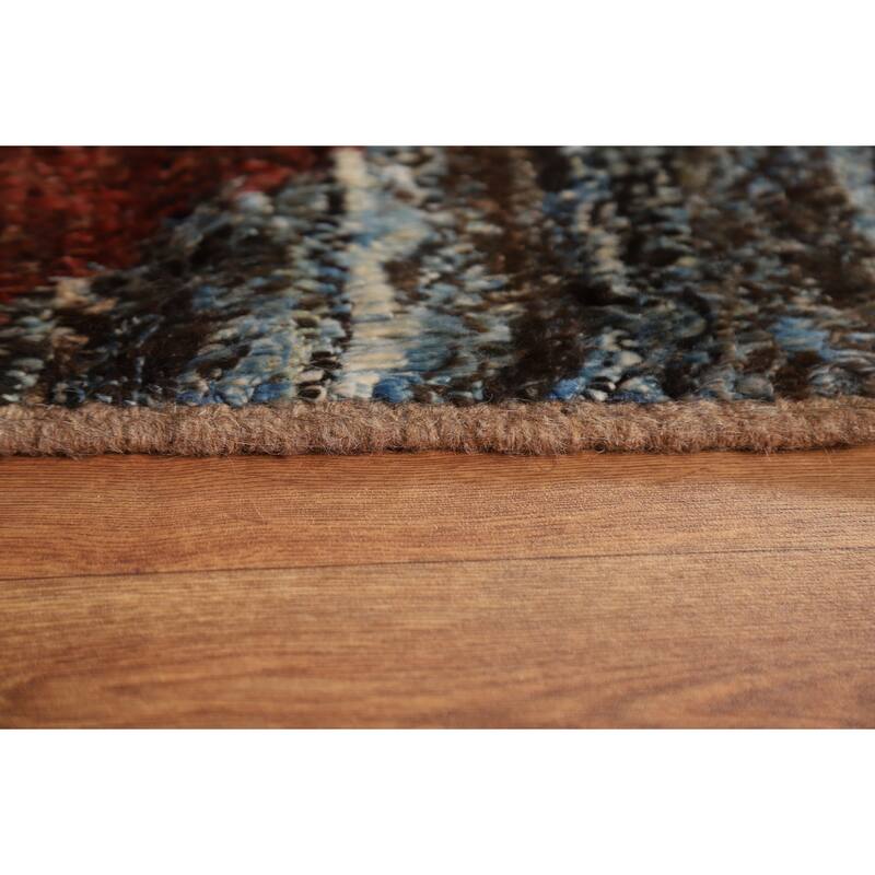 Hand Knotted Oriental 100% Wool Carpet Modern Tribal Greys & Charcoal Moroccan Area Rug - 10' 0'' X 6' 11''