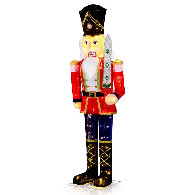 Costway 1/2 PCS 5 FT Lighted Nutcracker Soldier Outdoor Christmas - as pic shows