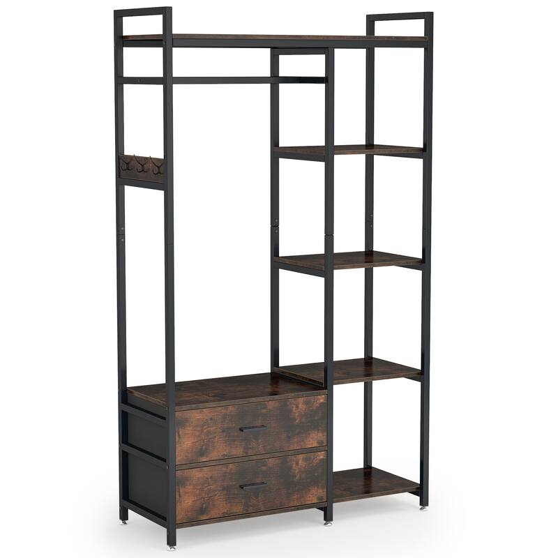 Garment Rack Heavy Duty Clothes Rack Free Standing Closet Organizer with 2 Drawers