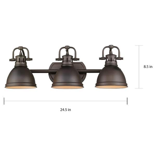 Golden Lighting Duncan Rubbed Bronze Steel 3-light Bath Vanity - 8.25" L x 24.5" W x 8.5" H
