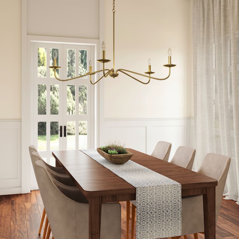 Transitional Black Dimmable 5-Light Candle Chandelier