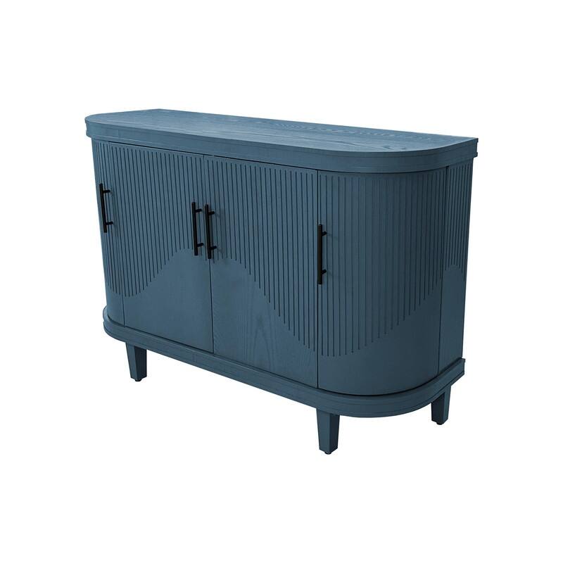 47.24" Modern Curved Sideboard Wooden Storage Cabinet with Adjustable Shelves for Home Organization