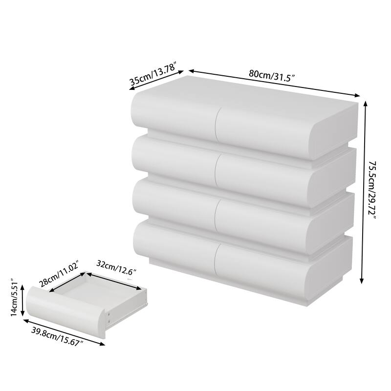 Modern Bedroom Dresser with Wide Storage Drawers, No Handle