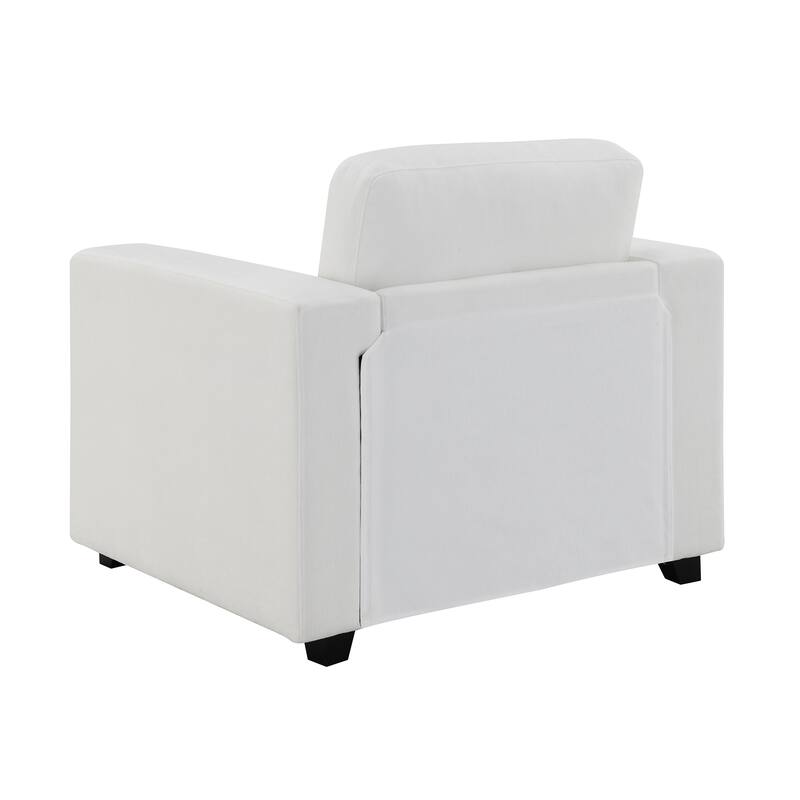 Modern Accent Chair Side Chair with Wood Legs, Ivory Office Chair Reception Chair with Square Armrests