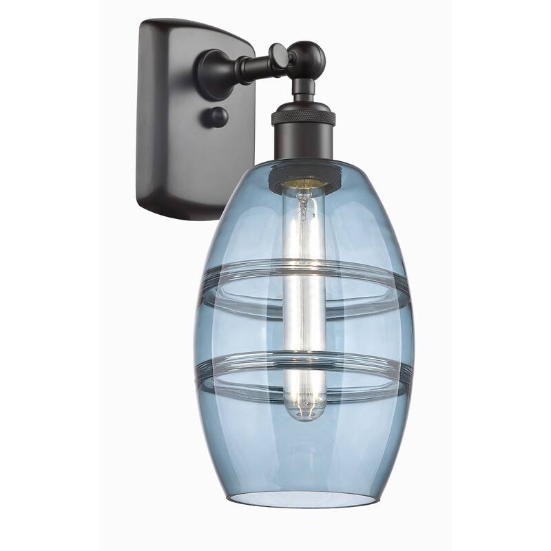 Innovations Lighting 516-1W-10-6 Vaz Sconce Vaz 10" Tall Wall Sconce - Oil Rubbed Bronze / Princess Blue