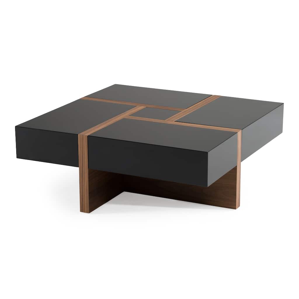 Modrest Makai Modern Black & Walnut Coffee Table