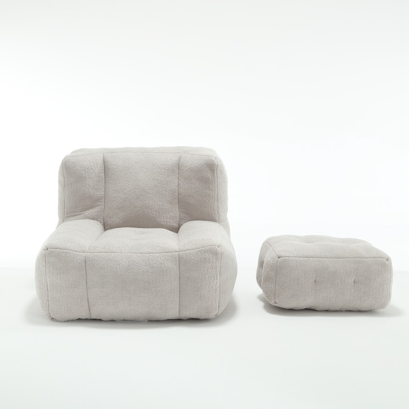 Fluffy bean bag chair with memory foam and ottoman