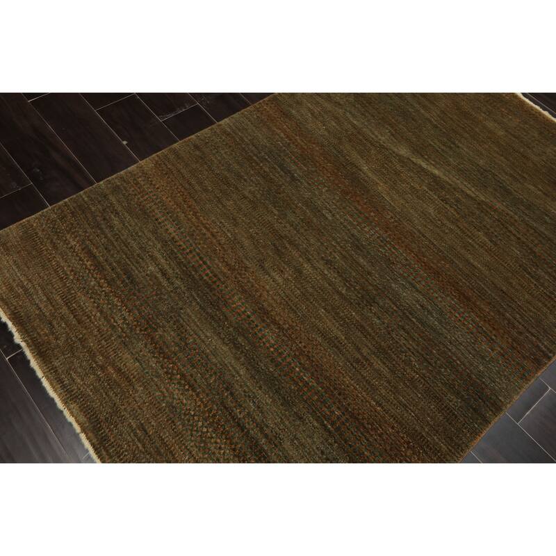 Hand Knotted Wool Green Tibetan Modern & Contemporary 4'5''x5'11'' Rug - 4' 5'' x 5' 11''