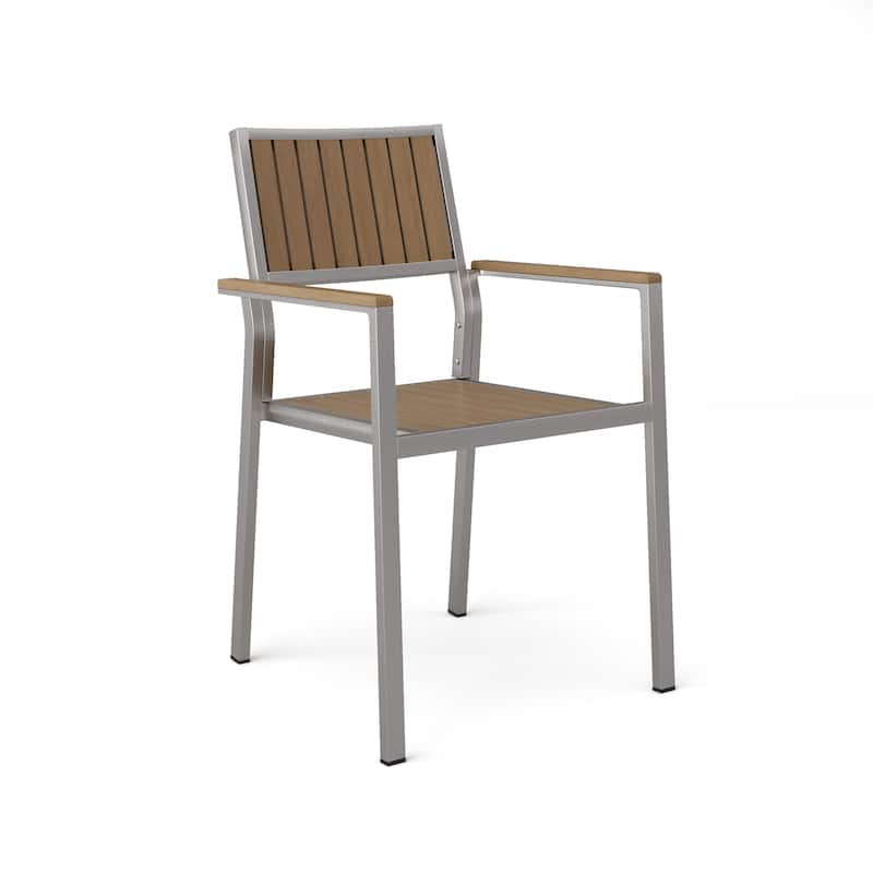 Berteronian Cape Coral Aluminum With Wood Dining Chairs (set of 2) by Christopher Knight Home