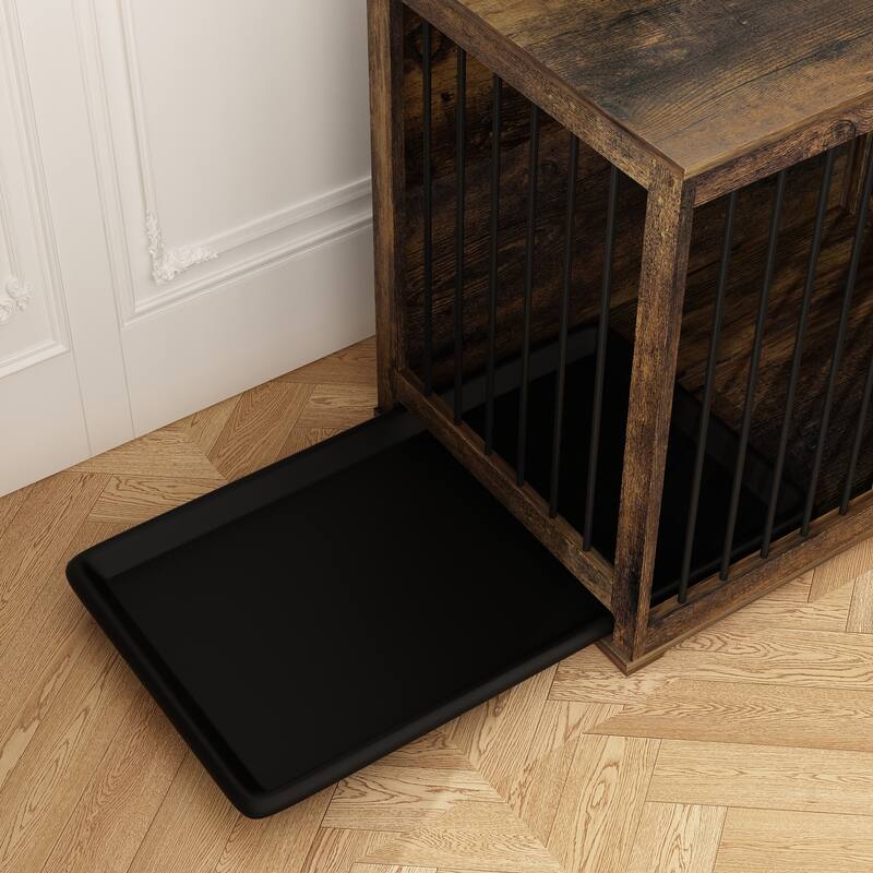 Large Dog Crate Furniture, 70" Dog Crate Kennel with Trays and Divider