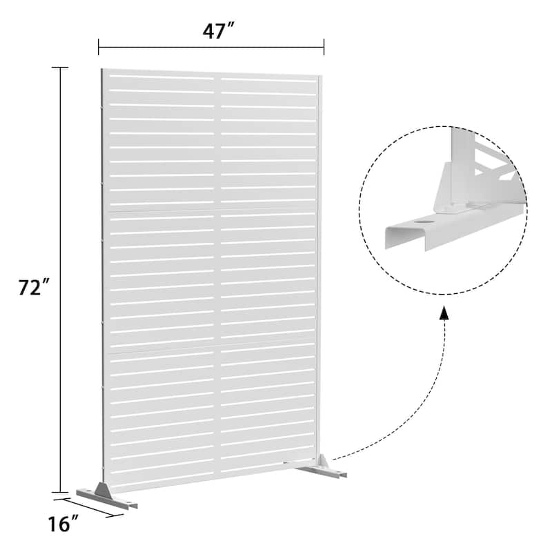 Louvered Metal Privacy Screen Panel Free Standing - 72*47