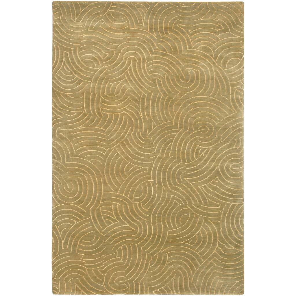 Contemporary Hand-Knotted Vilas Beige Abstract-Design Wool Area Rug - 5' x 8'/Surplus