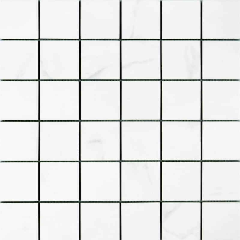Providence 2x2 White Matte Porcelain Grid Mosaic Tile - Floor, Wall, Backsplash - 4 x 4 Sample - White