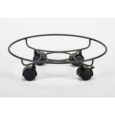 13" Iron Round Caddie For Flower Pots And Planters with Rotating Casters and Stops