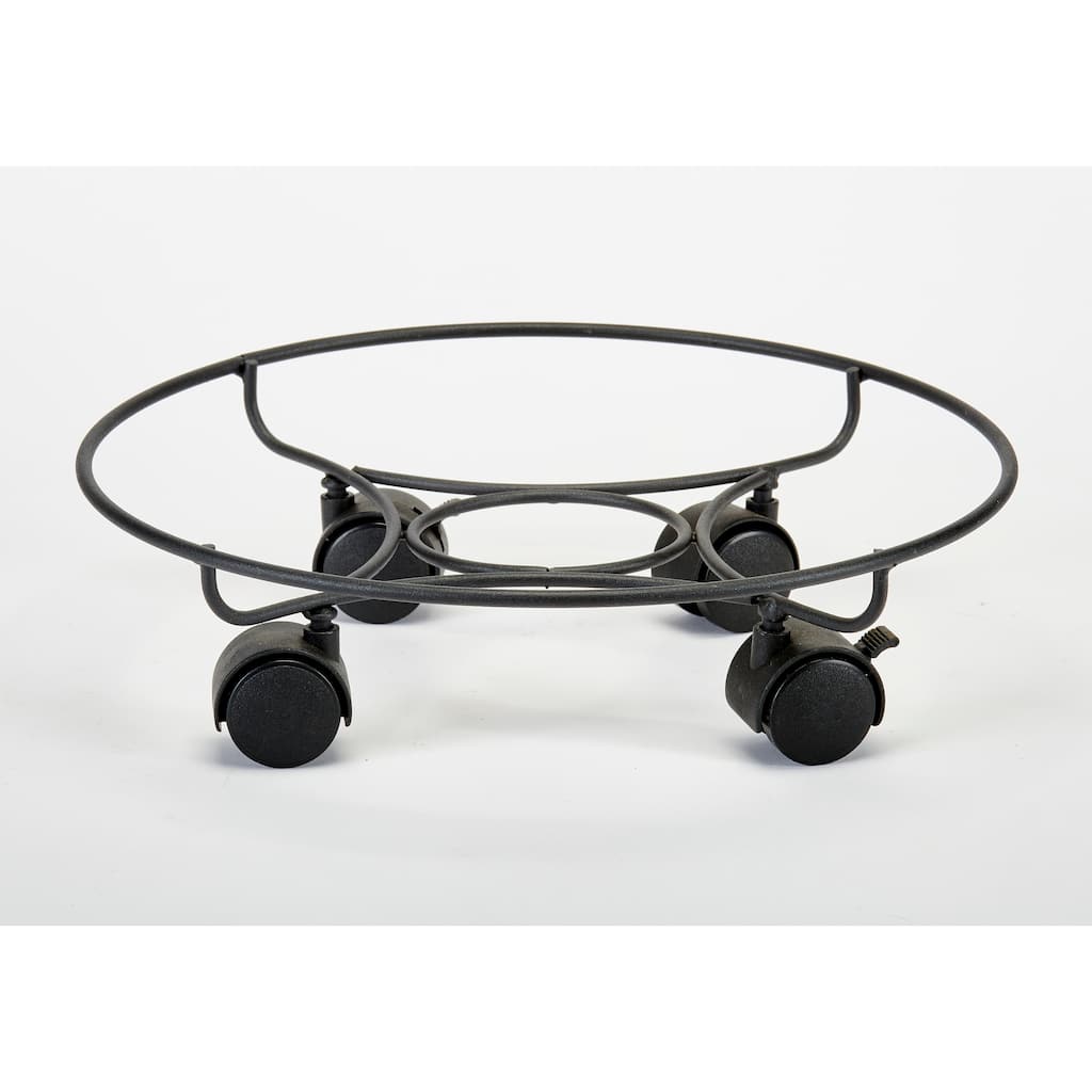 13" Iron Round Caddie For Flower Pots And Planters with Rotating Casters and Stops