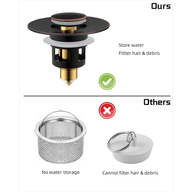 2pcs All Metal Universal Bathroom Sink Stopper for 1.0-1.8" Drain Hole