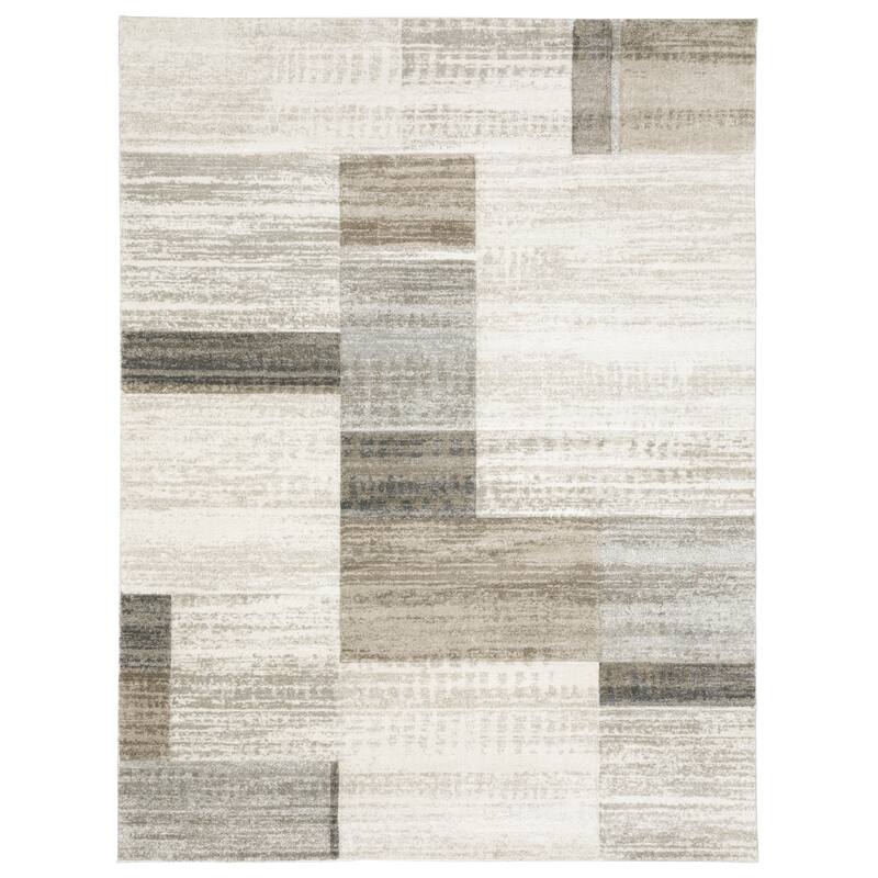 Bastia Carved Block Ivory/Gray Area Rug