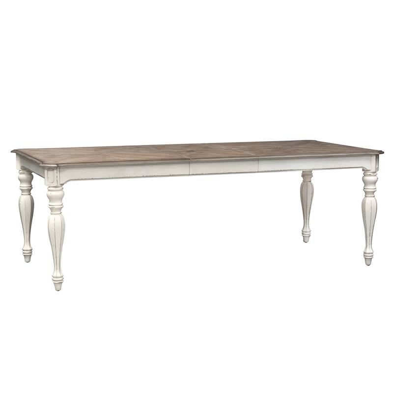 Magnolia Manor Antique White Weathered Bark Opt 5 Piece Leg Table Set