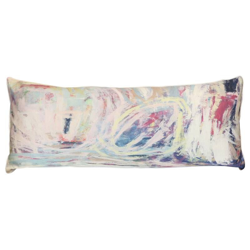 StyleCraft Pastel Brushstroke Abstract Pillow - Multicolor - 36" x 14"