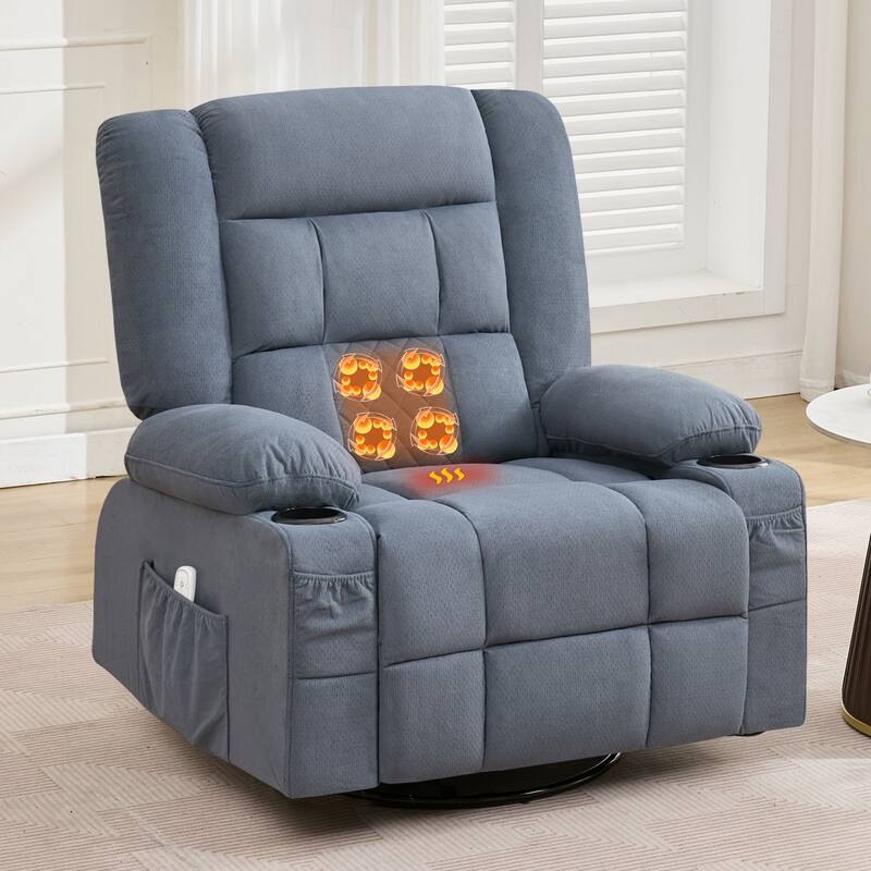 Recliner Chair with 4-Point 3D Kneading Massage and Heat for Living Room