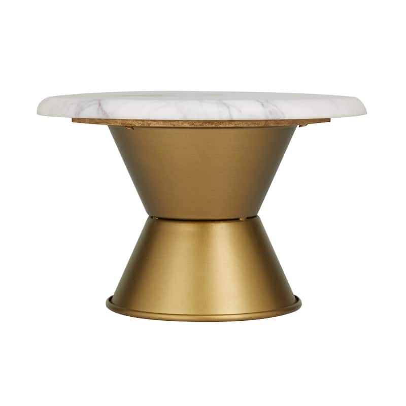 CosmoLiving by Cosmopolitan White or Gray Ceramic Cake Stand with Gold Base