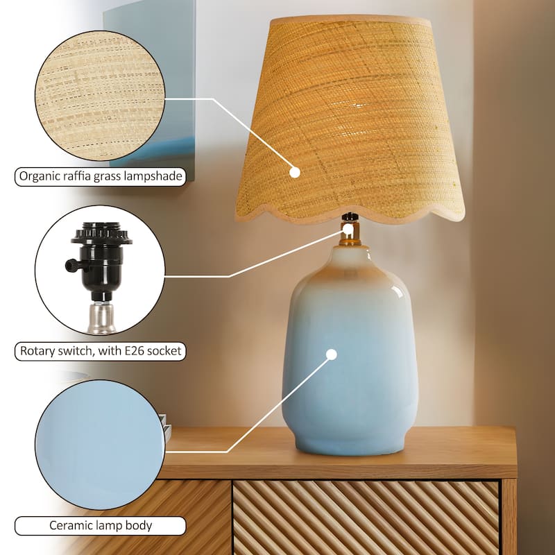 Traditional Ceramic Woven Table Lamp for Living Room