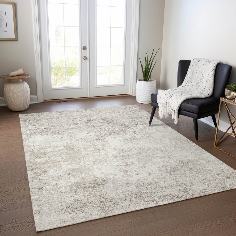 Machine Washable Indoor/ Outdoor Abstract Pixels Chantille Rug