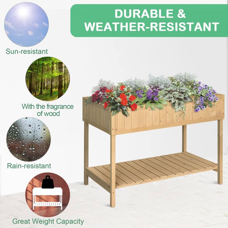 Outsunny Wooden Raised Garden Bed with 8 Grid Slots