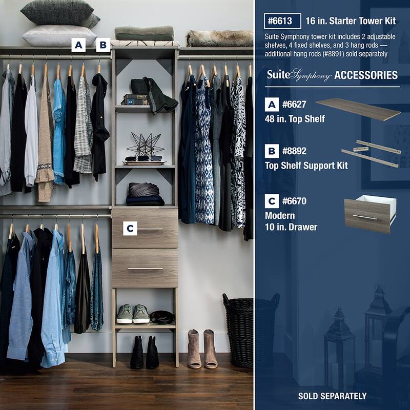 ClosetMaid SuiteSymphony Starter Closet 16-inch Wide Tower Kit
