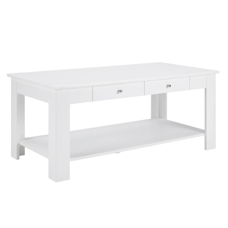 Convenience Concepts Designs2Go 2 Drawer Baja Coffee Table with Shelf - White