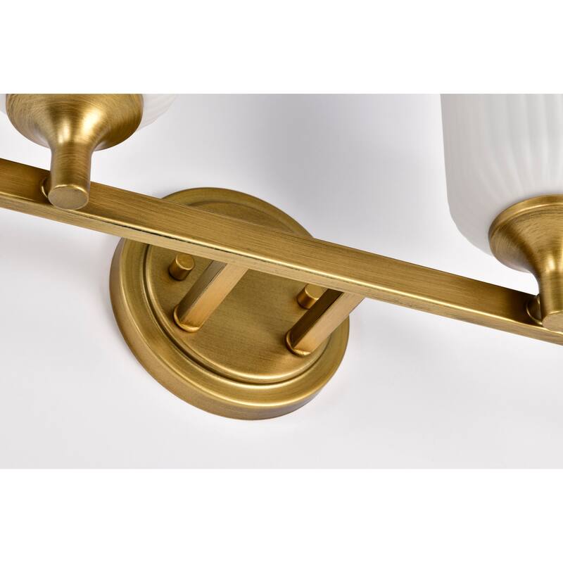 Solara 2 Light Vanity Natural Brass Finish Frosted Ribbed Glass - Natural Brass